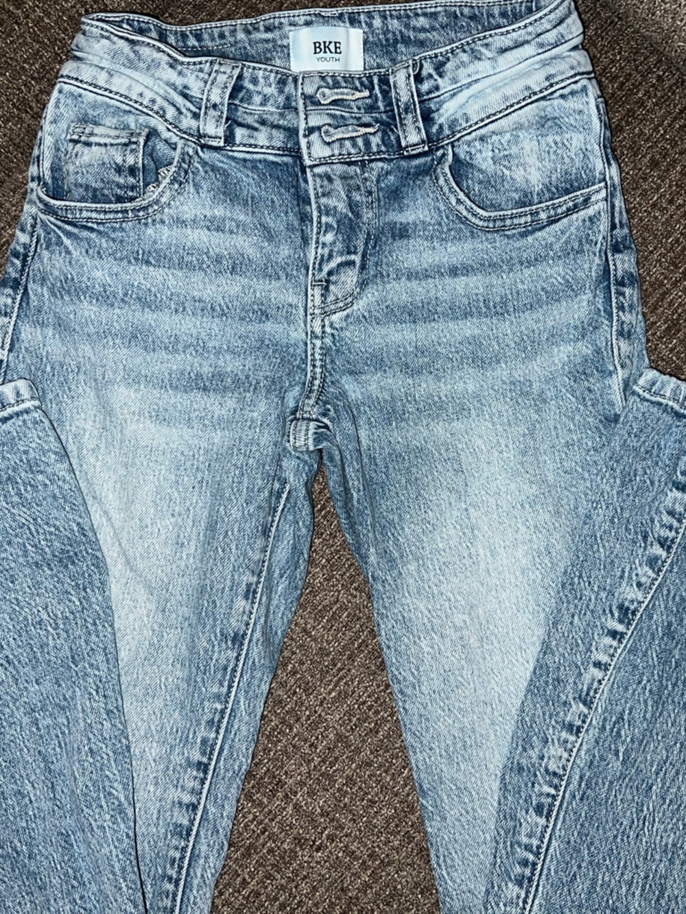 Girls BKE Youth Light Blue Double-Button Flare Jeans